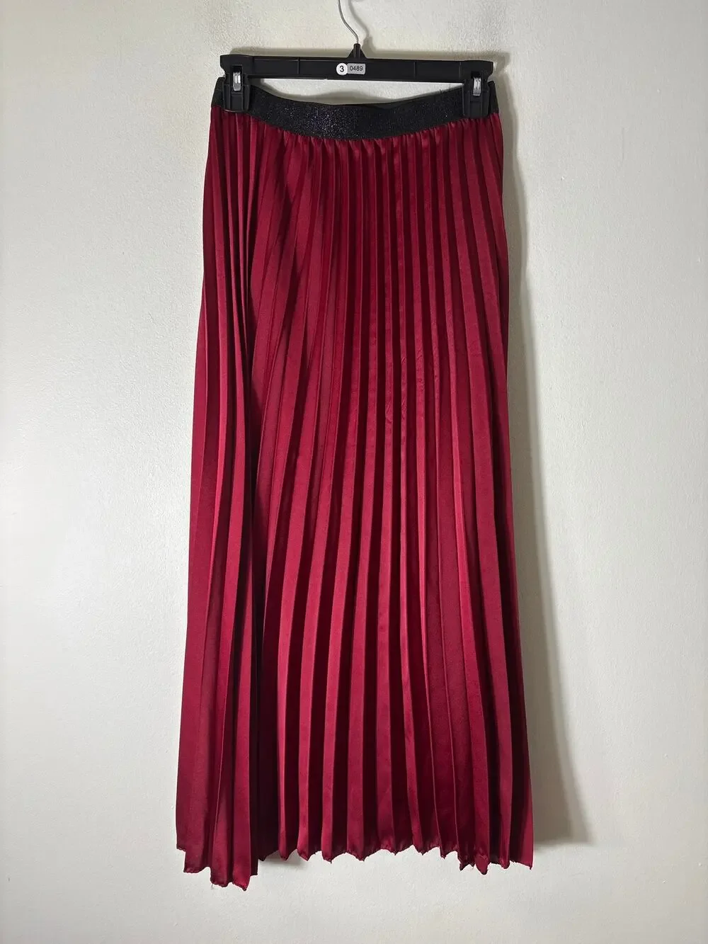 Natacha Red Mini Pleat Midi Skirt Sz S